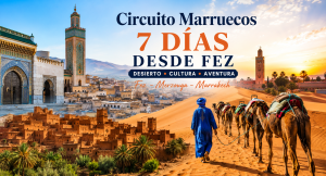 Circuito Marruecos 7 días desde Fez con camellos en el desierto de Merzouga, kasbahs tradicionales, Fez y Marrakech al atardecer en Marruecos