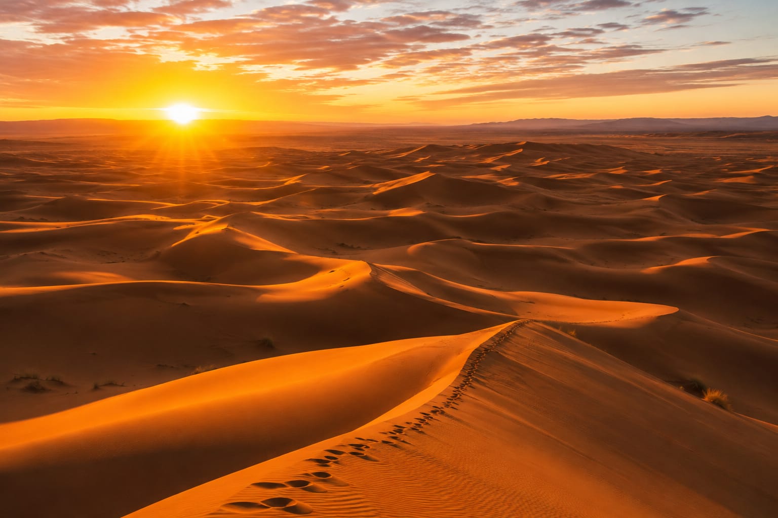 Atardecer en las dunas de Erg Chebbi en Merzouga