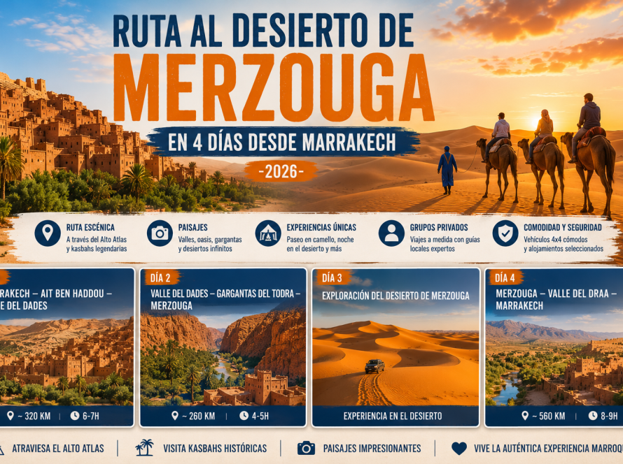 Ruta al Desierto de Merzouga en 4 Días desde Marrakech